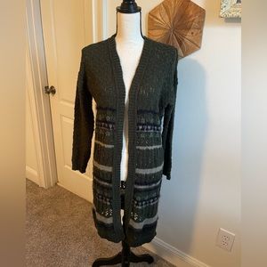 Dark green duster cardigan